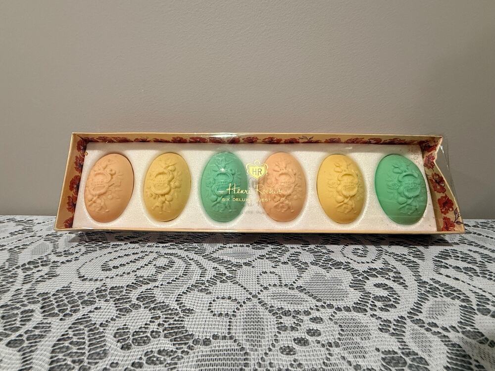 Vintage Henri Rocheau Six Deluxe Guest Soaps Jergens Box set